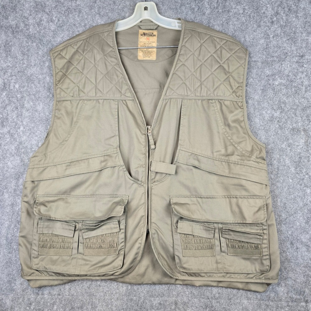 Master Sportsman Vest Mens 3XL Khaki Quilted Hunting Fishing Utility Gorpcore
